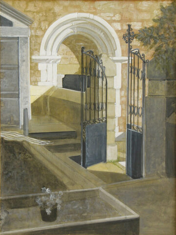 - VENDU - Portail en fer, Montbolo | 80 x 60 cm | acrylique sur toile