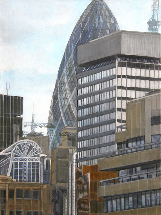 - VENDU - London City avec "the Gherkin" (le concombre) | 80 x 60 cm | acrylique sur toile