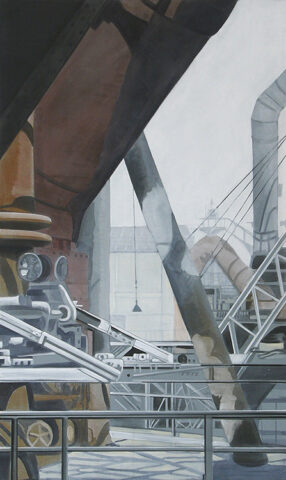 Detail with pipes and tubes | 125 x 75 cm | acrylic on canvas