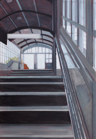Reflections and stairs in the Berlin-Dahlem station | 80 x 55 cm | acrylic on canvas