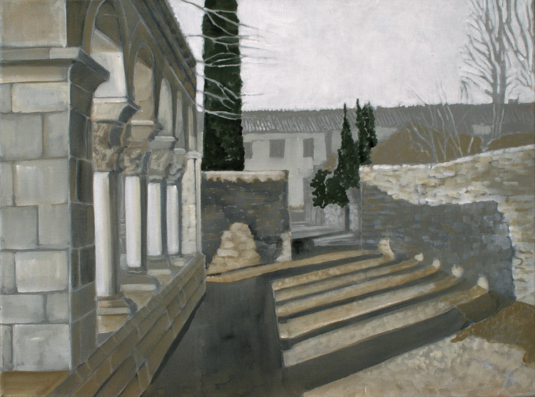 Le cloître de Cuxa aux ombres | 45 x 60 cm | acrylique sur toile