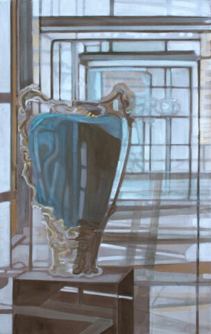 Show case with vase, museum Zons | 80 x 50 cm | acrylic on canvas