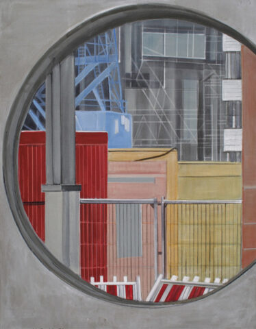 Building site through a hole | 90 x 70 cm | acrylic on canvas