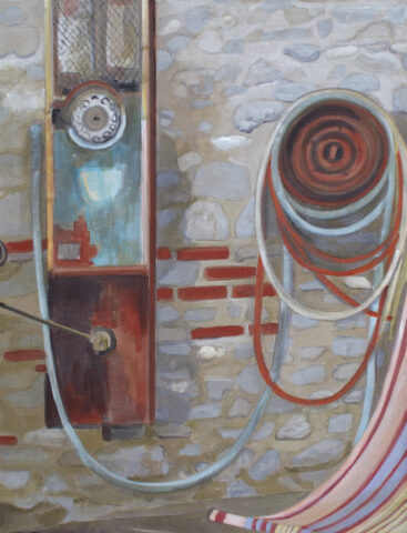 Old Air Pump station and stripes in St. Laurent | 60 x 45 cm | acrylic on canvas