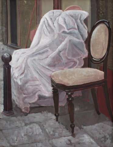 Chaise et un fauteuil emballé | 45 x 35 cm | acrylique sur toile