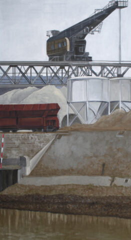 Crane in the port of Neuss | 120 x 65 cm | acrylic on canvas