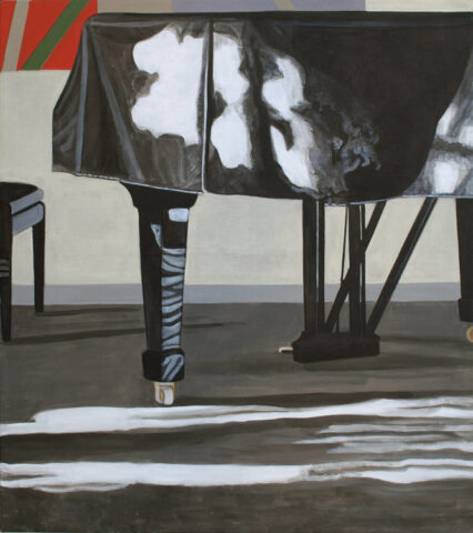 Piano, covered, with sun spots | 90 x 80 cm | acrylic on canvas