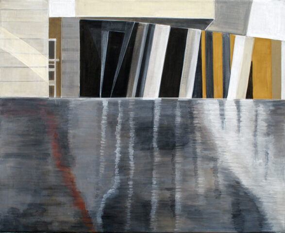 Fondation Vuillton with reflections in water | 70 x 85 cm | acrylic on canvas